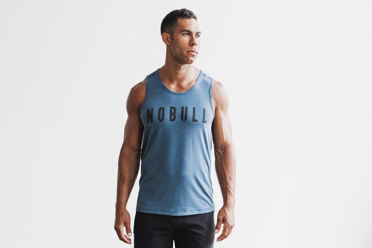 Nobull Men's Tank Tops Deep Turquoise | Australia (AB5430)